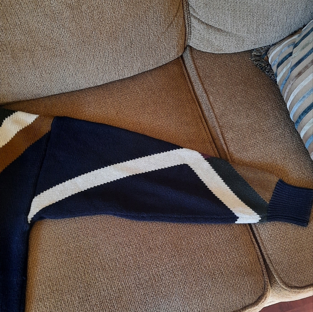 🆕️ Men's 90s Vintage Retro Structure Colorblock Sweater - Picture 6 of 7
